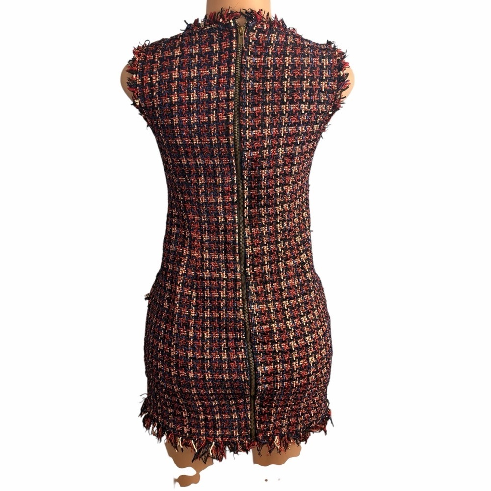 Fate Burgundy & Black Tweed Mini Dress - Picture 7 of 12